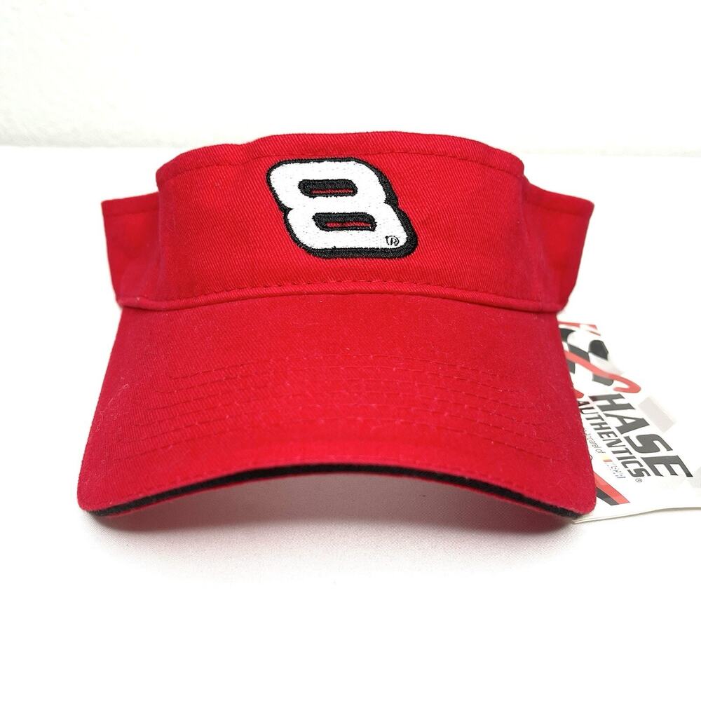 Dale Jr Visor Hat Youth Adjustable Size Red Chase Authentics NWT 100% Cotton